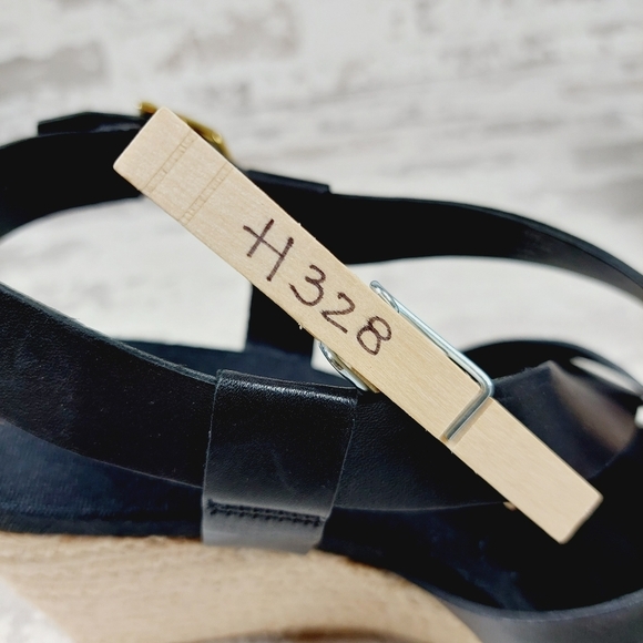 NEW Cole Haan Crystal Black Leather Buckle Sling Back Summer Wedge Sandals H328 - Picture 14 of 14